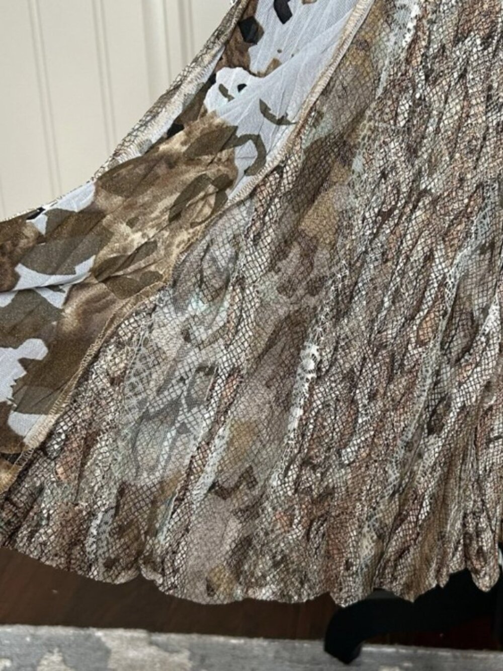 Alberto Makali Animal Print Metallic Mesh Full Skirt Sz 14 Mixed Media Statement - Picture 2 of 9